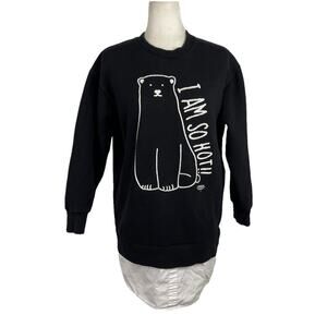 Chocoolate Black Bear Embroidered Pullover Sweatshirt with Poplin Hem Size XS